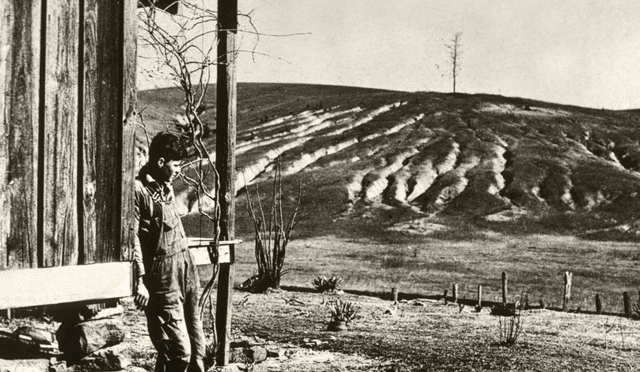 Depression era photo of young man in drought: Credit: U.S. Department of Agriculture